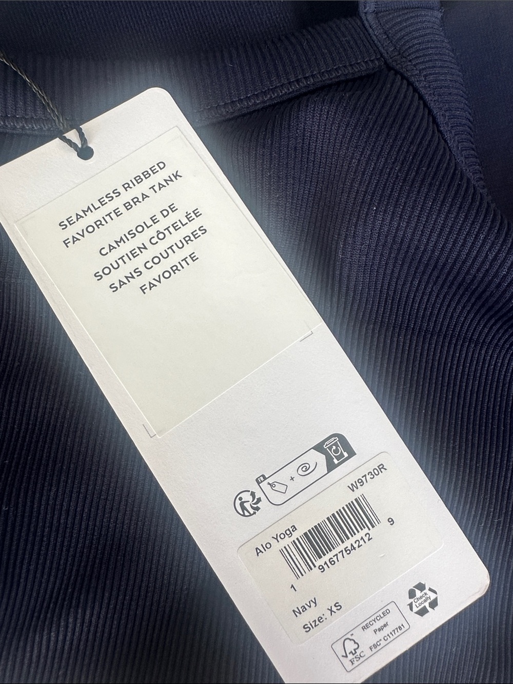 Navy ALO Yoga Ribbed bra top - Picture 6 of 6
